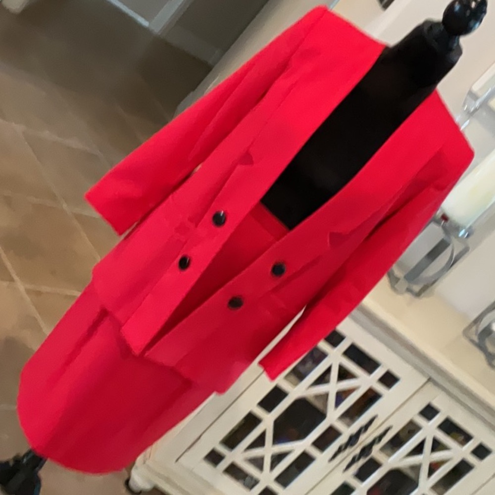 SASSON vintge skirt and jacket, red with black buttons, size 6/7